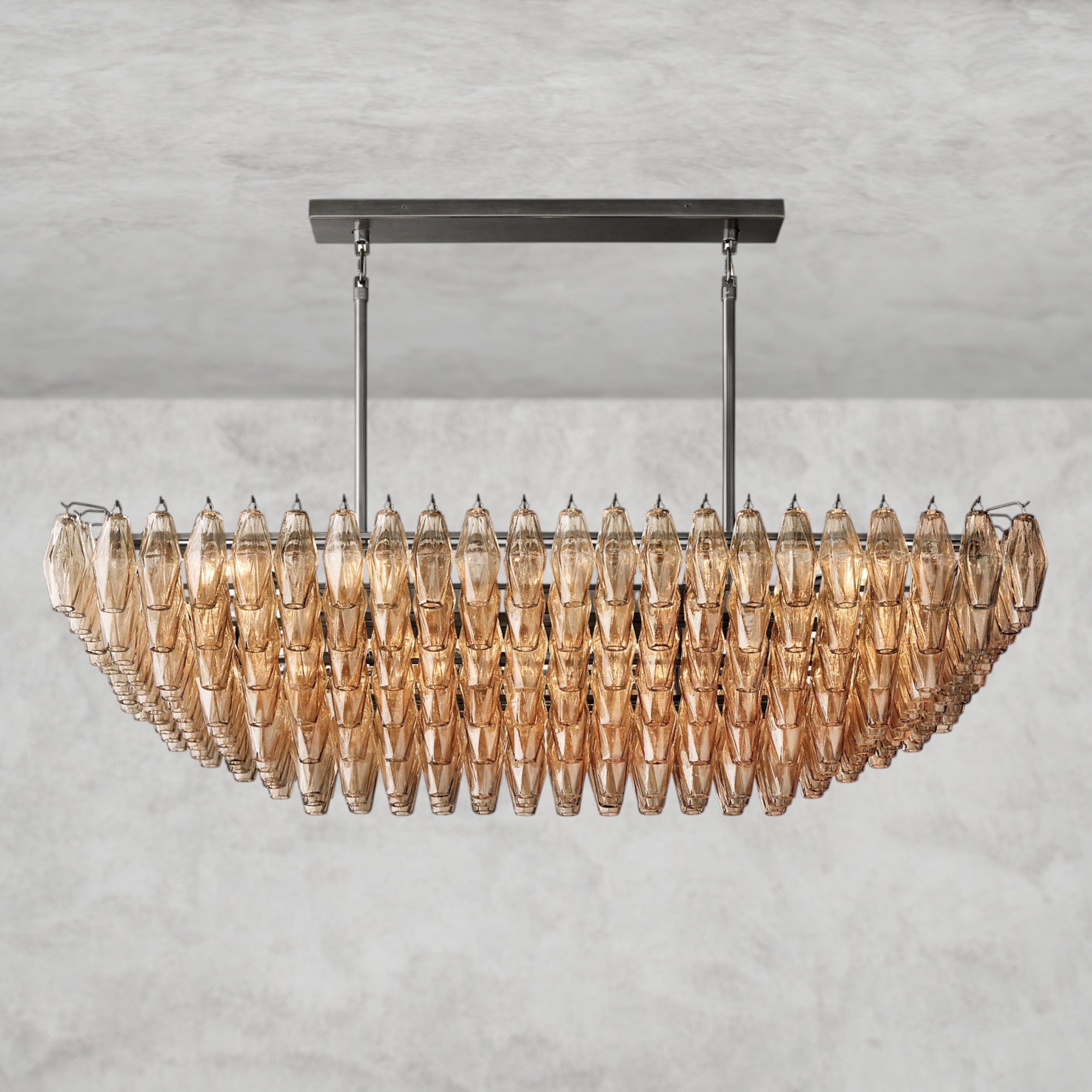 CHIARA CLEAR/ SMOKE GLASS TIERED RECTANGULAR CHANDELIER 54", 74"